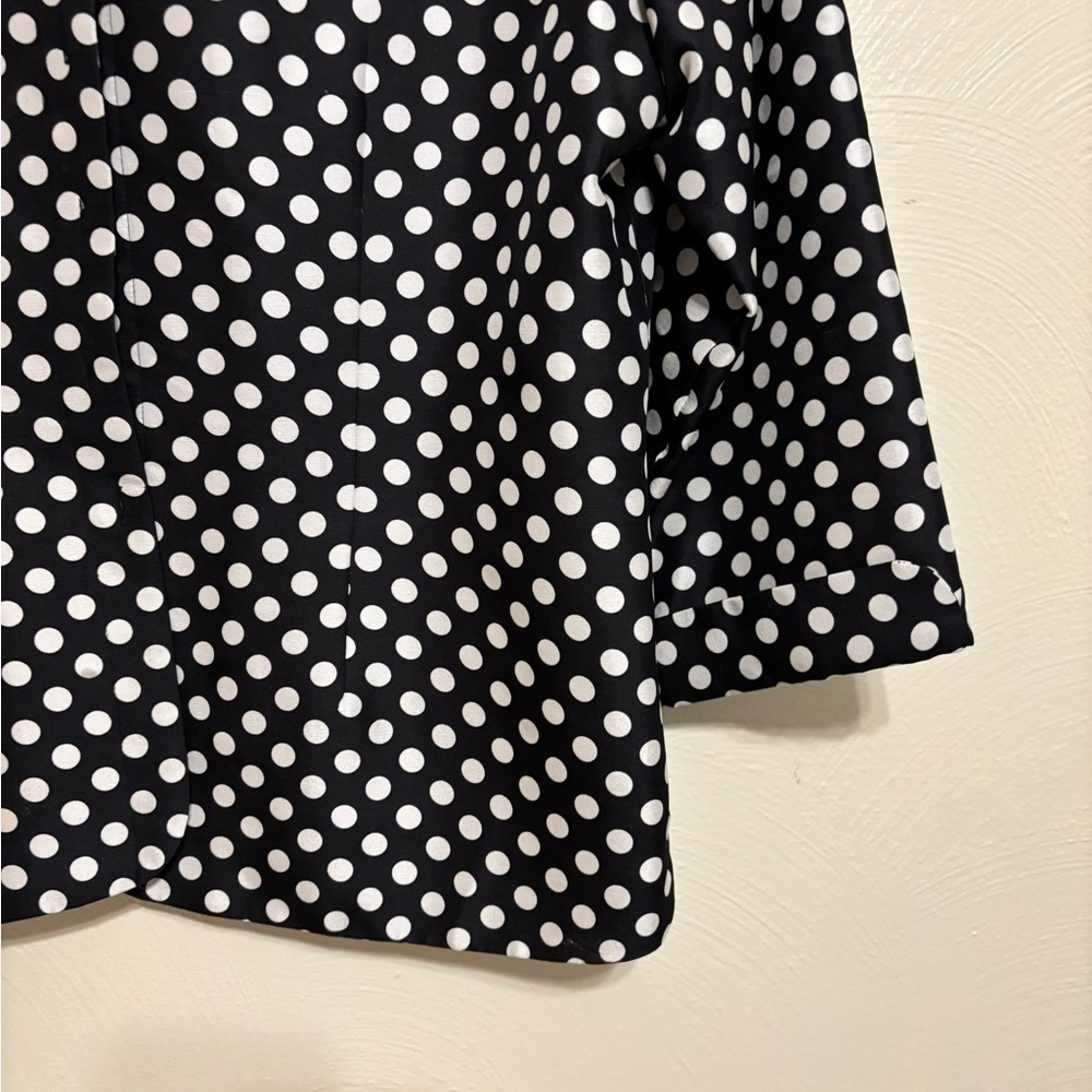 ✨ Carole Little 100% Silk Black White Polka Dot Blouse Medium - Picture 6 of 7